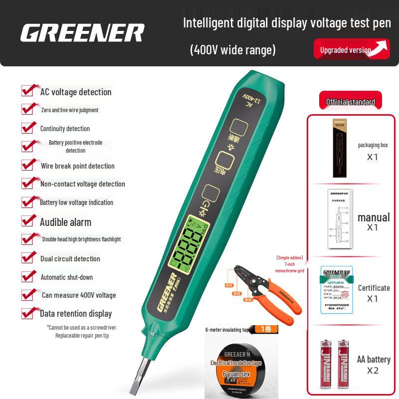 Green Forest Multi-Function Electrician Test Pen: Intelligent Leakage Detection & Induction for Household Use.