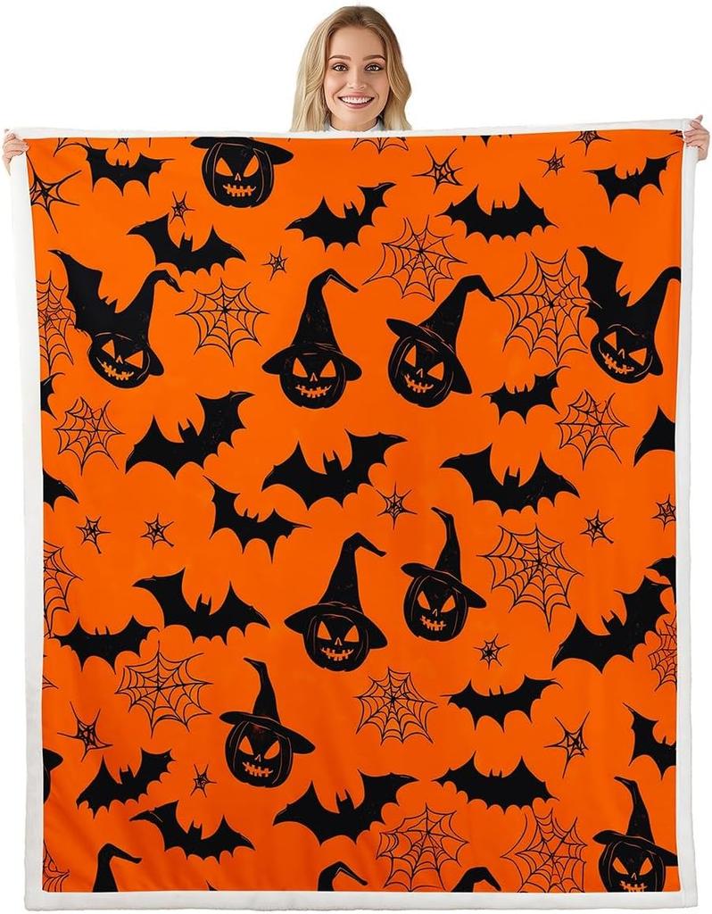 GUOYU Blanket Gothic Skull Fleece Blanket Baby Happy Halloween Sherpa Blanket Ghost Skull Goth Fuzzy Plush Throw for Adults Men WomenHorror