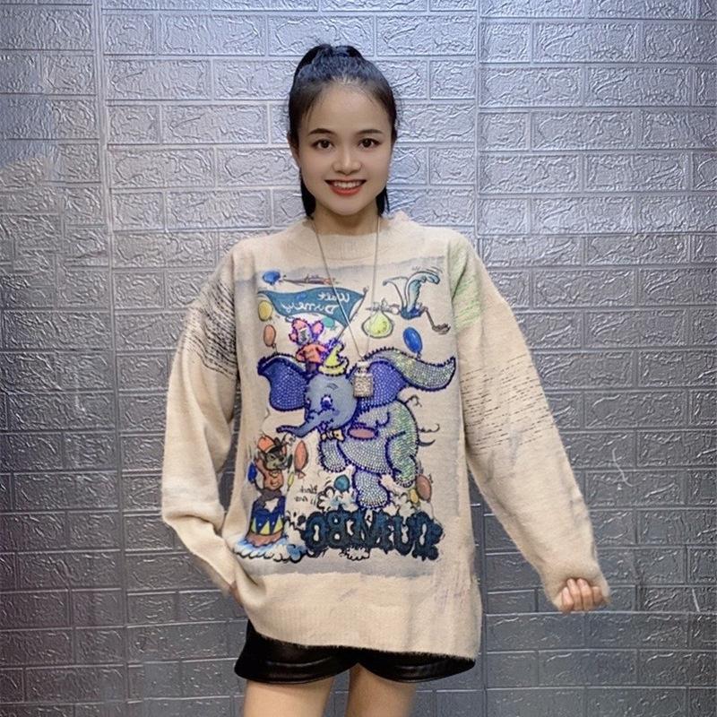 Trendy European & American Embroidered Long-Sleeve Sweater - Women's Spring/Autumn Fashion Knitwear