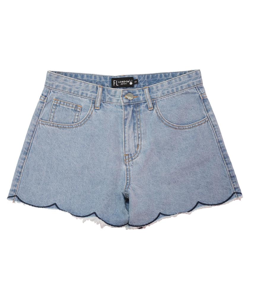 Pipilapin Women'S Flower Line Hem Denim Shorts/Fs0Wdp02F Indigo