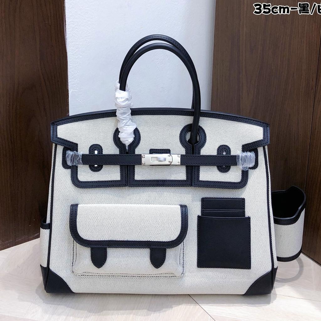 New Style Cargo 35cm Visible Hardware Bag Cowhide Connection Large Capacity Fashion Handheld Shoulder Bag