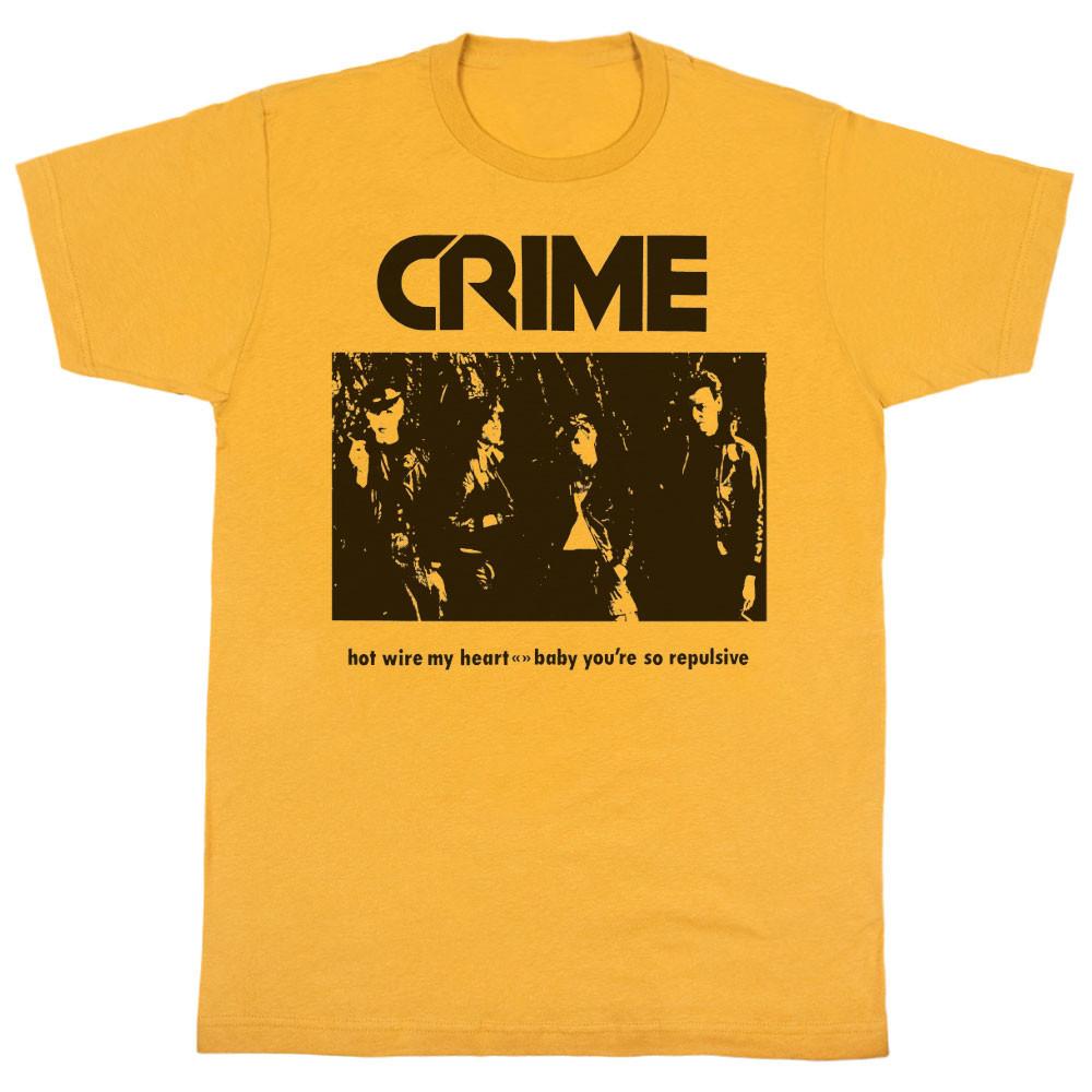 Crime Band Хот Вайр Мое Сердце Футболка с коротким рукавом Золотая Все размеры BT122 Унисекс Футболка S