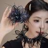 Sheer Tulle Crystal Pendant Spark Crystal Hair Jaw Clip Elegant Tulle Claw Clip  Daily Style