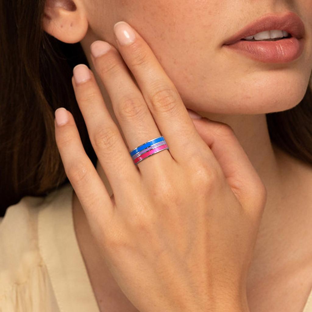Mehrfarbiger Regenbogenring für Damen Herren Lesbisch Gay Hochzeit Verlobung Valentinstag Geschenk Edelstahl Schmuck