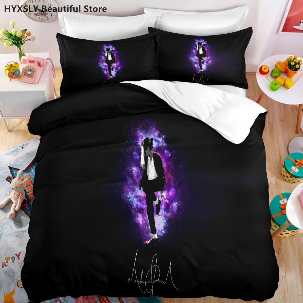 Michael Jackson Star 3D Bettwäsche-Set mit Bettbezug, Bettdecke, Leinenkissenbezügen, Heimdeko, Geschenk, Einzelbett, Doppelbett, Twin, Kingsize, Queensize