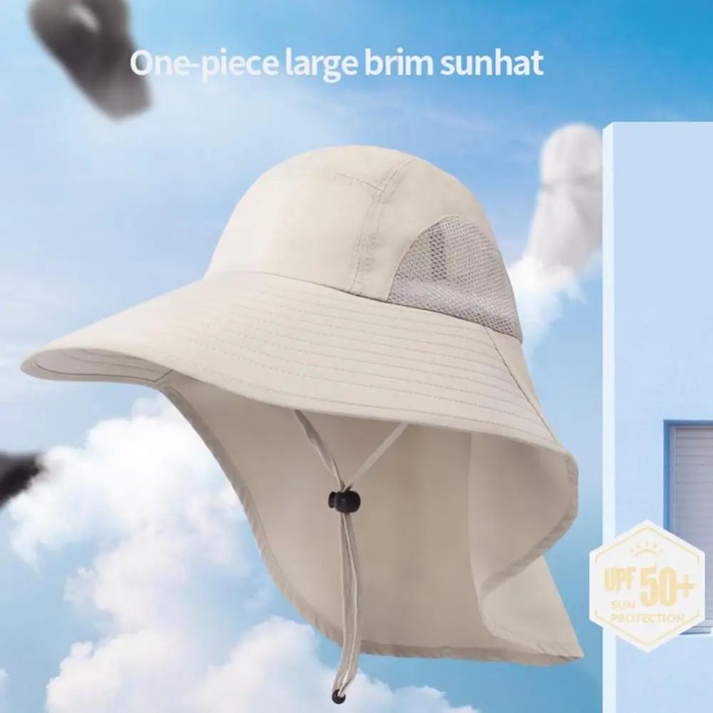 Wide Brim Sun Hat With Neck Flap For Men Women Adjustable Outdoor 11+UPF Protection Safari Cap Hiking Fishing Hat