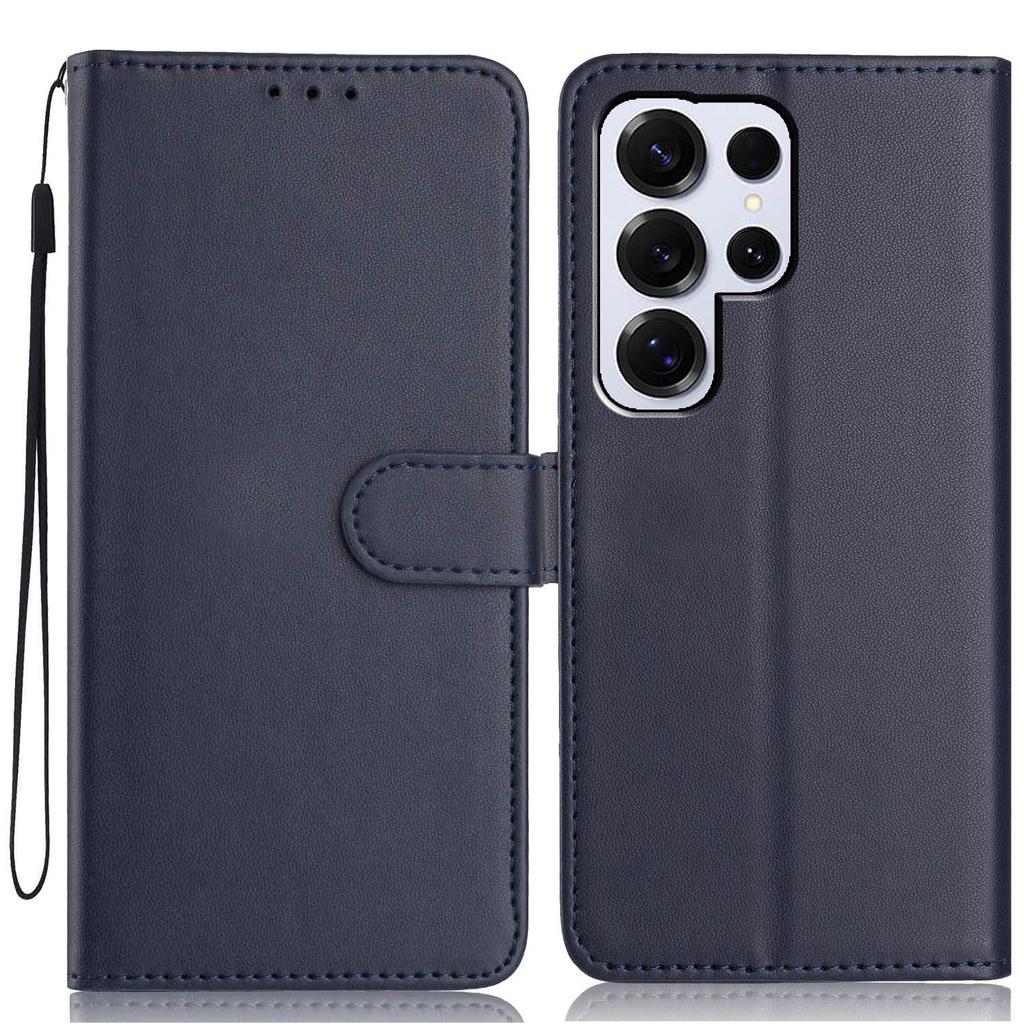 Etui portfelowe na Samsunga Galaxy S25 Ultra z paskiem/wieloma przegródkami na karty, skórzane etui z podstawką w jednolitym kolorze