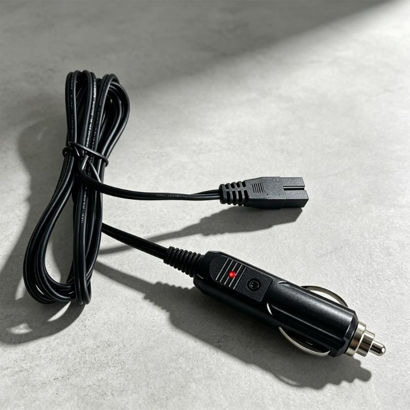 Portable Fridge Replacement Cable, Vehicle Power End to 2 Pin Appliance End, 12V 24V 18 Wire Size 1.8 m Wire for Vehicle Travel Use
