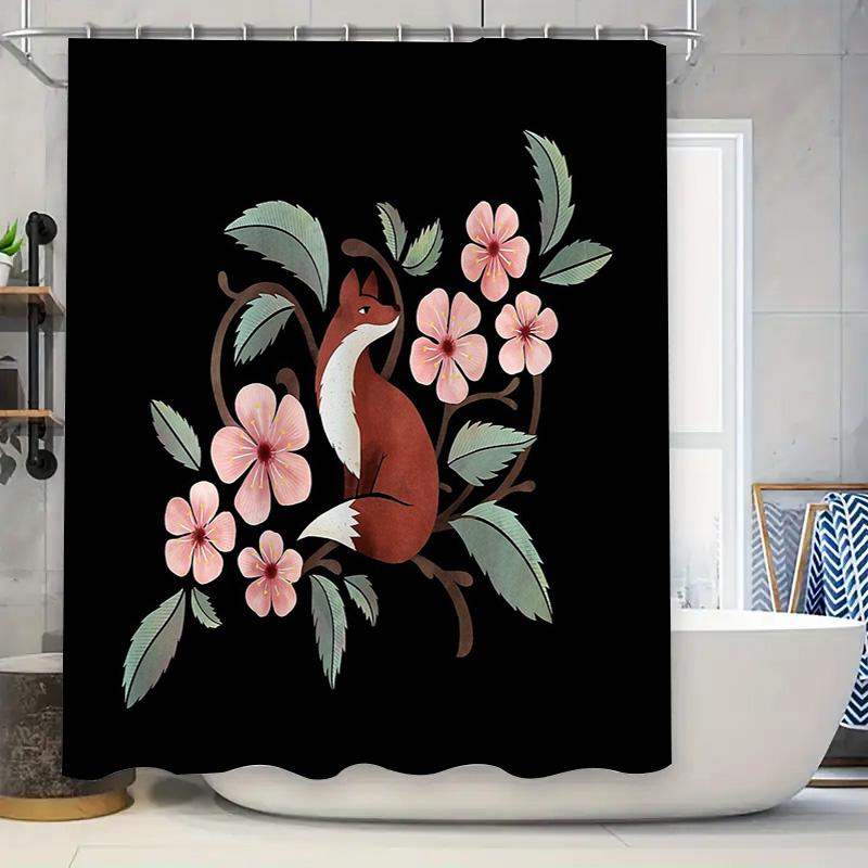 

Fox Shower Curtain Woodland Animal Forest Decor Bathroom Set Nature Wildlife Pattern Vintage Home Decor Artistic Design Modern S W60H190(CM)-1 Pcs
