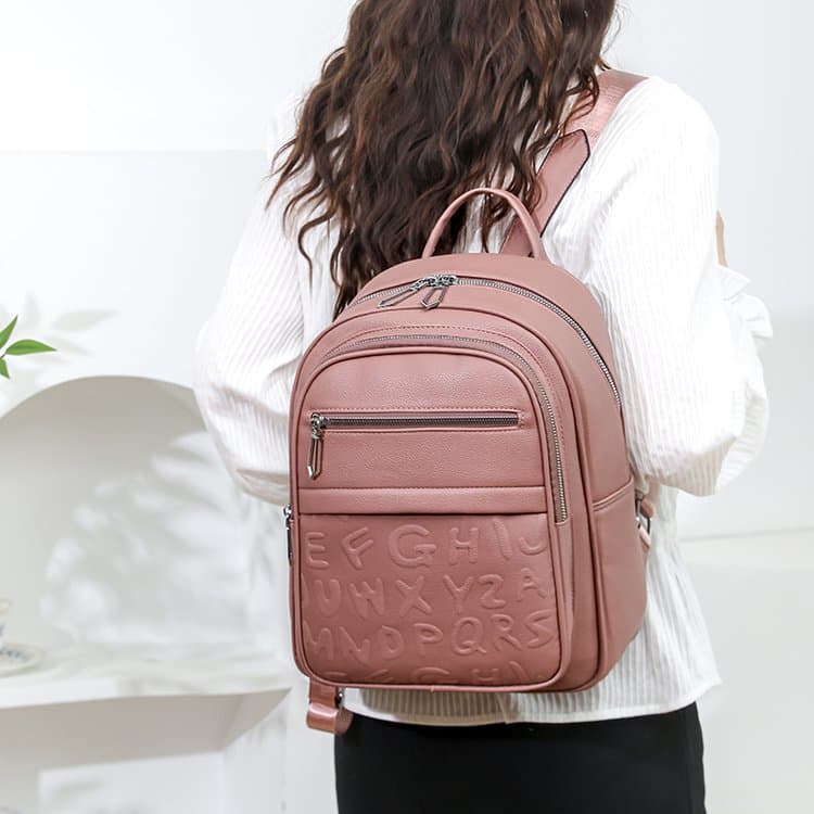 Letter embossed backpack large capacity student backpack