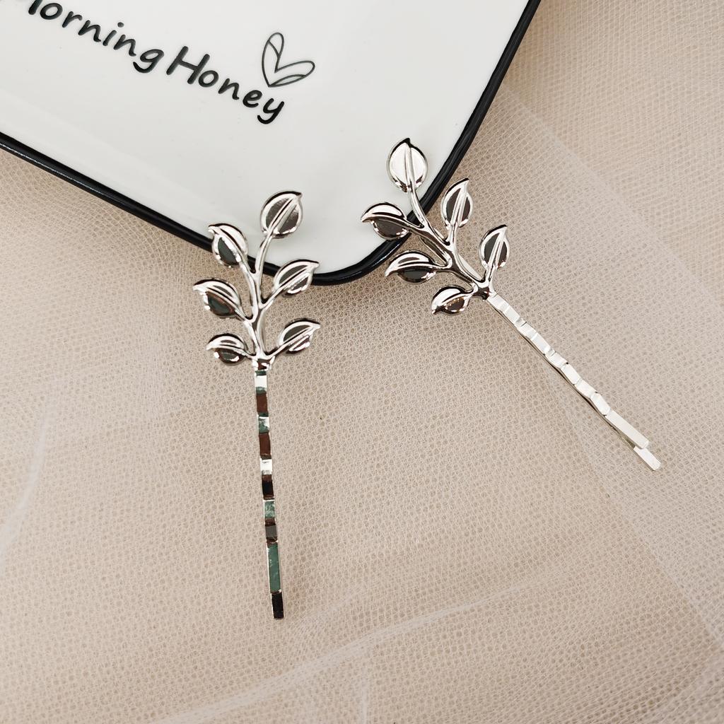 Gold Color Metal Leaf Hair Clip Girls Hairpin Barrette Flowers Rhinestone Hairpins Women Accessories Jewelry Gifts