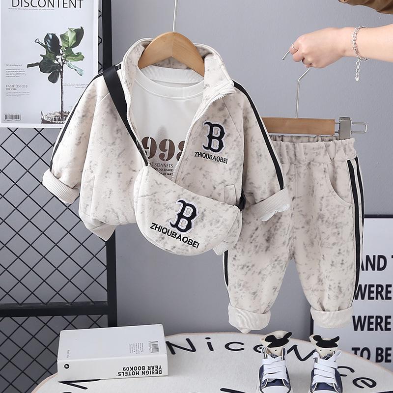 

Детский модный спортивный костюм на весну и осень - Модный комплект-тройка для мальчиков и девочек 80cm бежевый