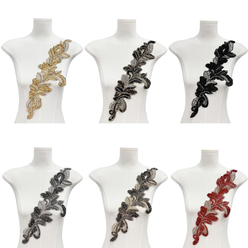 Computer Bead Embroidery Nail Bead Collar Lace Clothing Performance Clothes Front Collar Corsage Applique Embroidery Cloth Sticker Decorative