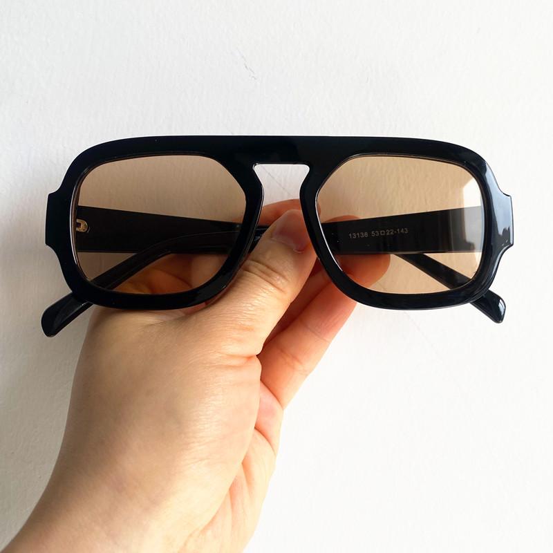 

Fashion Single Beam Sunglasses Pilot Sun Glasses Anti-UV Spectacles Simplity Eyeglasses Ornamental Hip Hop Google as picture коричневый