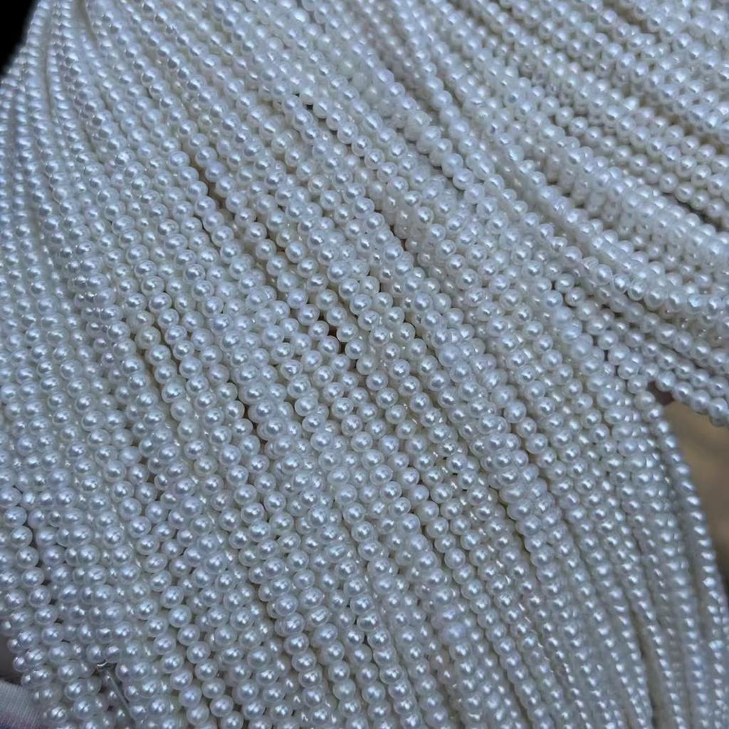 1String, White Natural Freshwater Pearls Beads, 2.8-3.2mm, for DIY Necklace, Bracelets, Anklets, Jewelry Making Crafts, Length 36 Cm