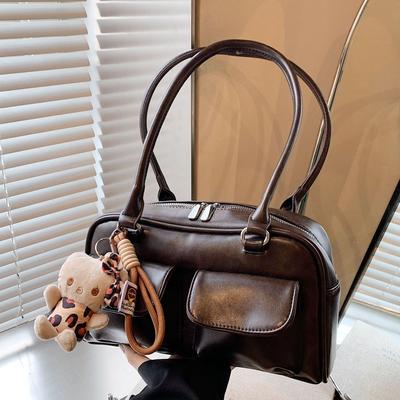 Retro Fashion Hand Carry Tote Bag Women'S Autumn Tide Large Capacity Shoulder Bag Premium Feeling Armpit Bag
