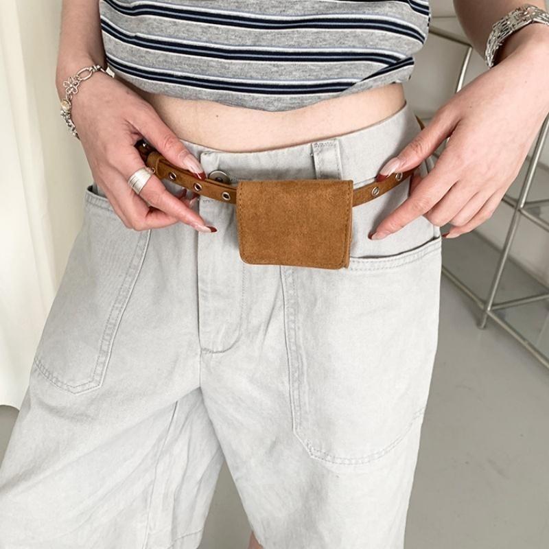 American Retro Suede Belt Waist Pack Korean Fashion Aesthetic Niche Fanny Pack for Women Match Skirt Work Commute Wear
