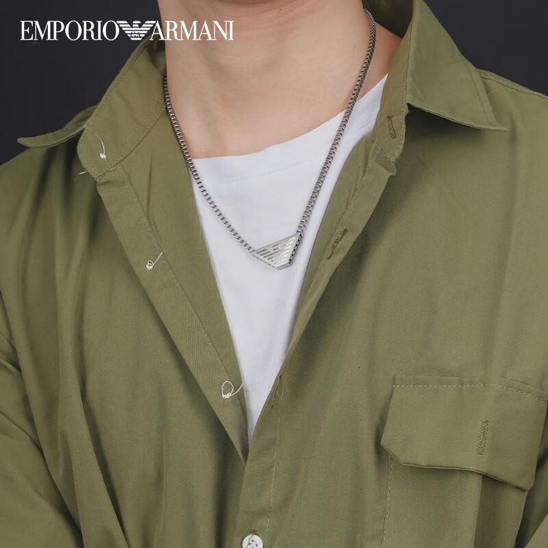 Emporio Armani Armani Stylish Silver Eagle Logo Necklace 2023 Spring Summer Stainless Steel Men necklace EGS2984040