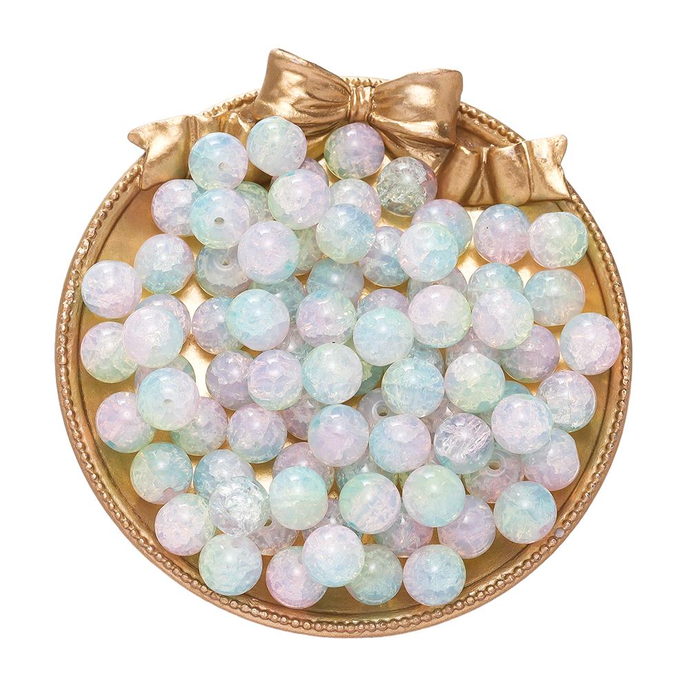 20/50 pièces 10mm Perles de Verre Craquelé Bicolores Espaceur Perle Libre pour Fabrication de Bracelets Colliers Bijoux DIY Accessoires Fournitures
