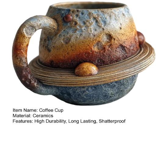 Space-Themed Coffee Cups with Ergonomic Handle Dishwasher Safe Space Embossed Planet Mugs Solar System Planet Mugs