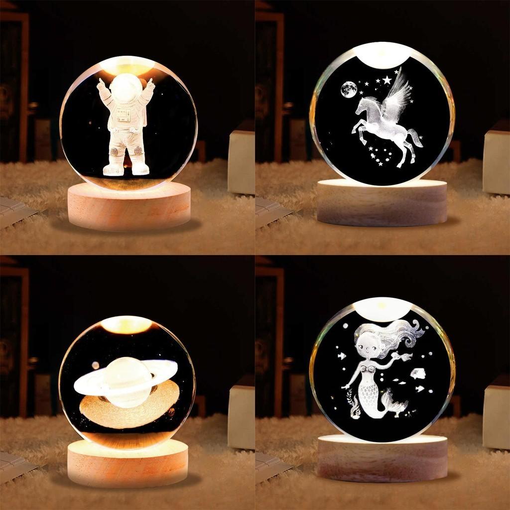 Crystal Ball Night Light With Deer Glass Material Resin Craft Gift Unique Novelty