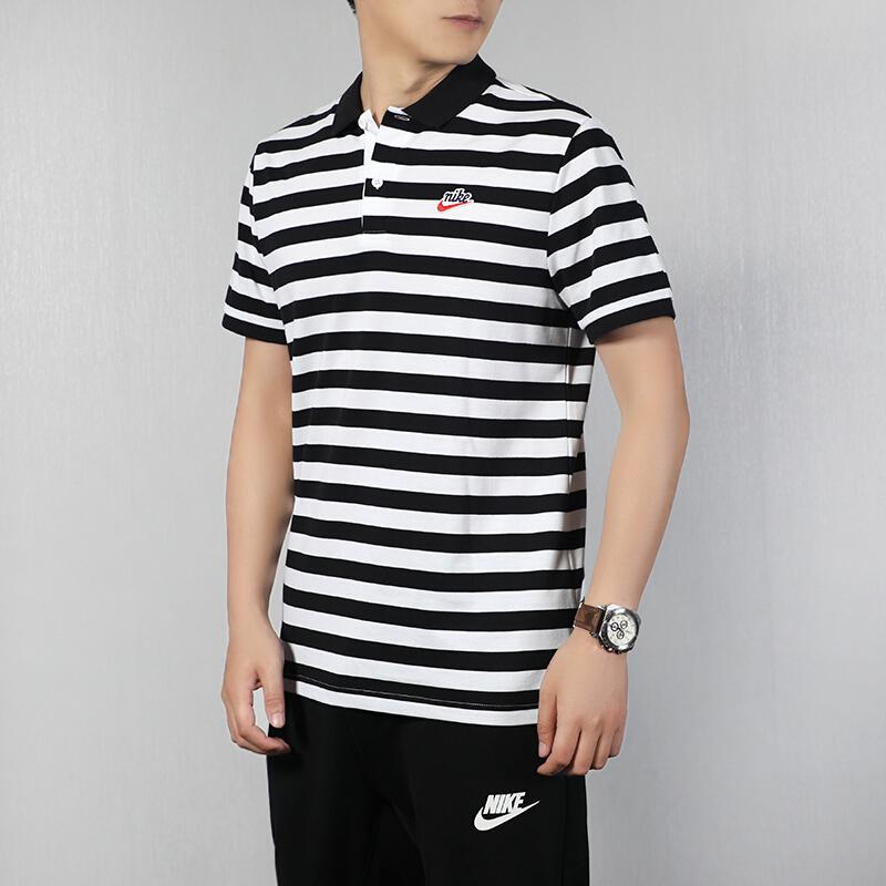 Nike Contrast Stripe Short Sleeve Polo Shirt Men Tops Black CT5604-010