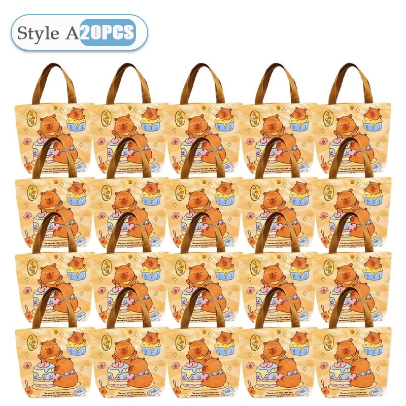 1-20PCS Cartoon Canvas Bag Novelty Tote Bag Kapibara Inner Daily Large Capacity Shoulder Bag Cartoon Capybara Kawaii Hand Bags