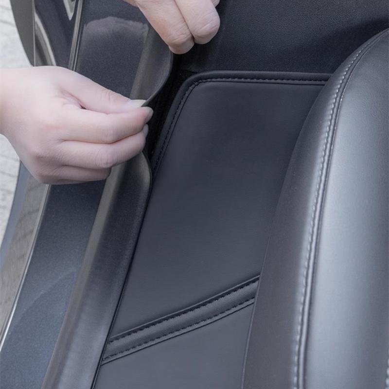For Tesla Model Y Juniper Front Rear Door Sill Protection Pads Leather Threshold Bumper Strip Guards Anti-kick Pad Accessories