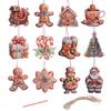12Pcs Christmas Gingerbread Man Ornaments Mini Paper Gingerman Hanging Pendant  Xmas Tree Decorations Childen New Year Gifts