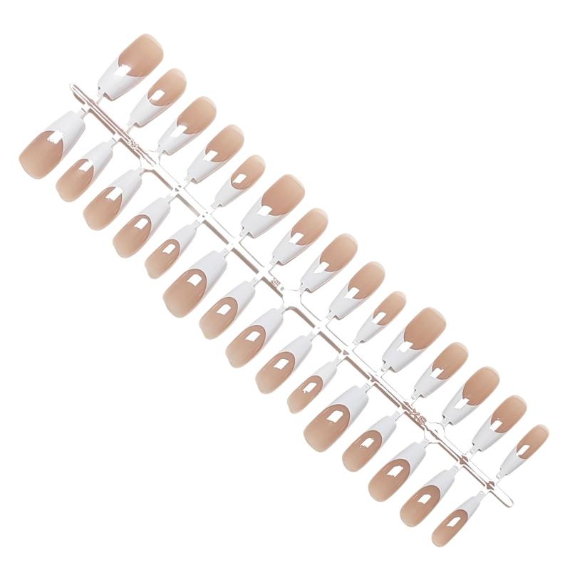 30pcs French Ballet Fake Nail Fashion Press On Quick Extension Wearable False Nails Natural Full Cover Nail Tips Manicure Art