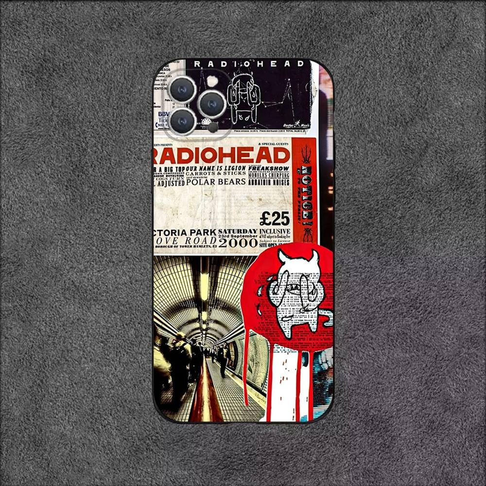 R-Radiohead Rock Band Phone Case For iPhone 16,15,14,13,12,11,Plus,Pro Max,XS,X,XR,SE,Mini,8,7 Soft Silicone Black Cover