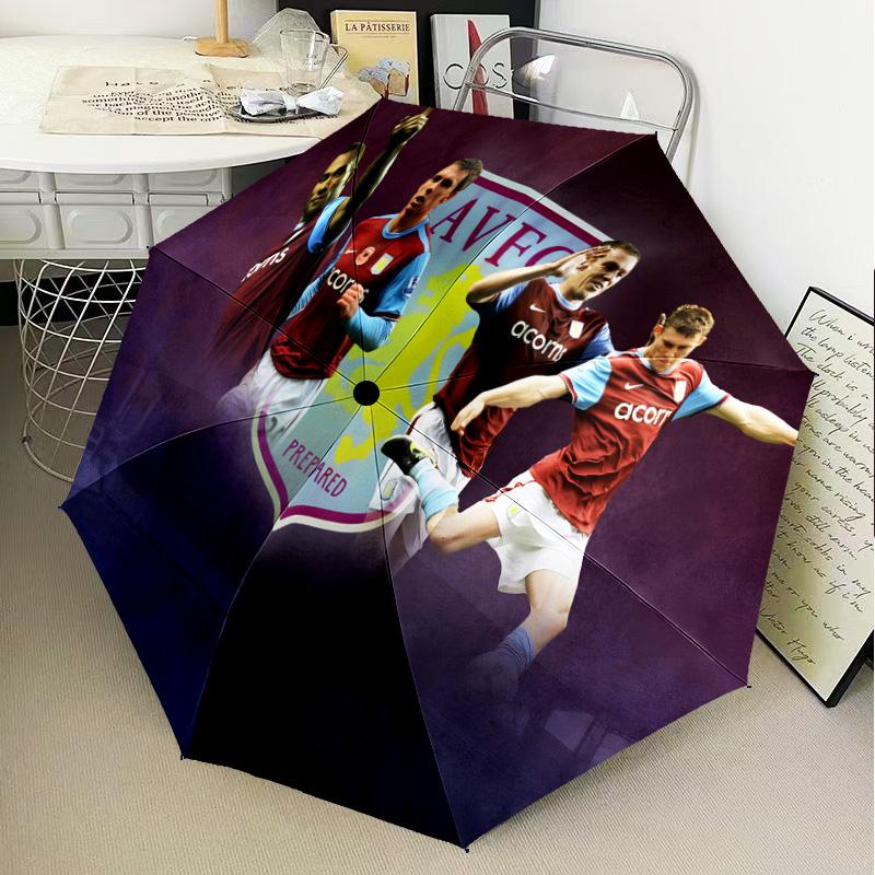Aston Villa Fc Crest Automatic Folding Umbrella - 8-Rib Travel Umbrella with Auto Open/Close & Portable Gifts for holidays or birthdays