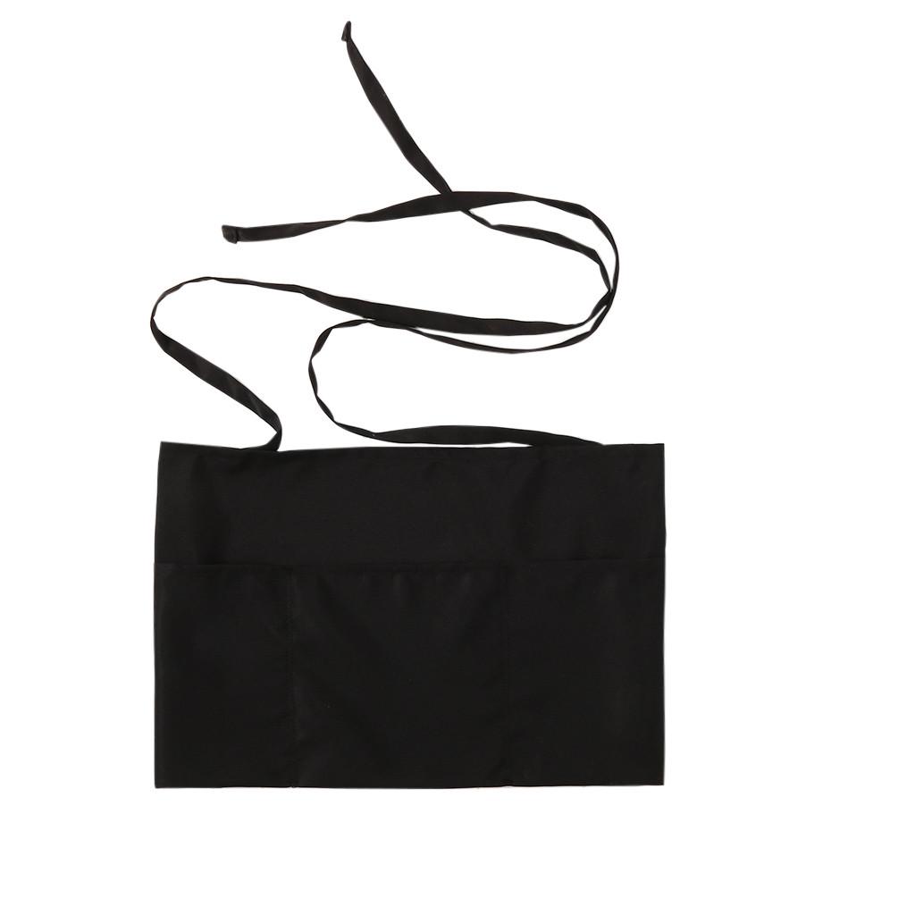 

3 Pockets Waist Apron - Waitresses apron, Kitchen apron, Black apron чёрный