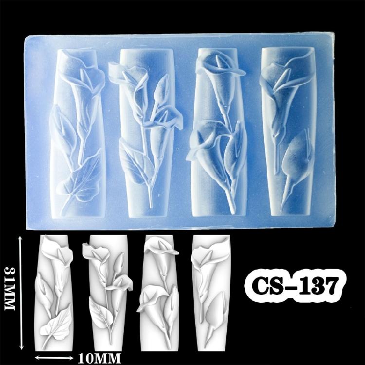 Beautiful 3D Floral Nail Art Silicone Mold Elegant Carving Flower Nail Art Accessory Mold for DIY Resin Designs