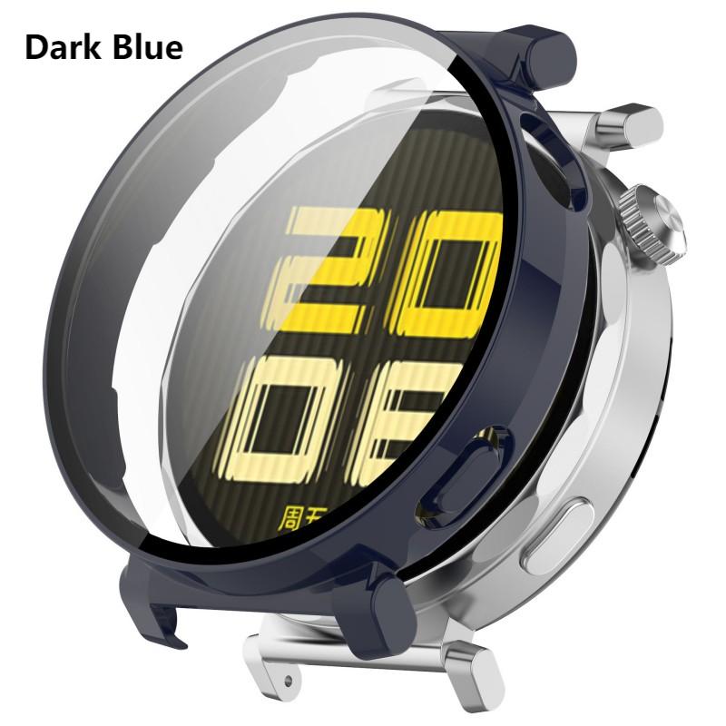 

Полный чехол для Huawei Watch GT5 46 мм 41 мм PC+Защитная крышка из закаленного стекла Аксессуары для умных часов для Huawei Watch GT 5 Корпус For GT5 46mm темно-синий