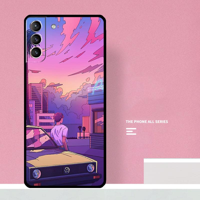 JDM Vaporwave Glitch Anime Phone Case For Samsung Galaxy S25 S26 Ultra S20 S21 S22 S23 S24 Plus S10 S25 FE Cover Coque