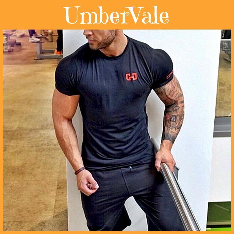 Luxurious Men Gym Bodybuilding Tank Top Muscle Short Sleeve Casual Tee Shirt
