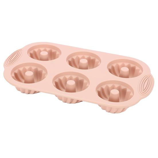 6-Cavity Silicone Cake Mold Non-stick Food Grade Easy Release DIY Round Cookies Donut Pudding Chocolate Fondant Jelly Baking Mold