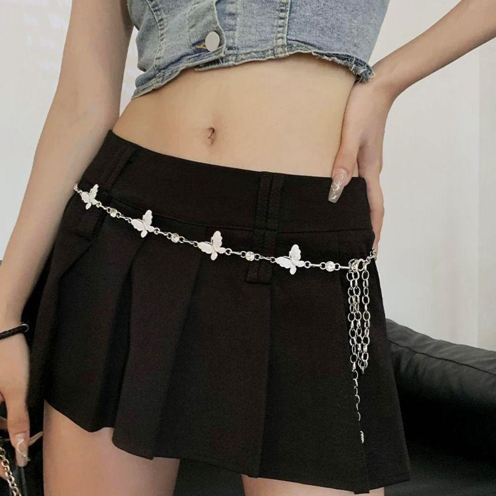 Belly Chain Metal Circular Ring Waist Chain Silver Ethnic Belt Chain  Shorts Decoration