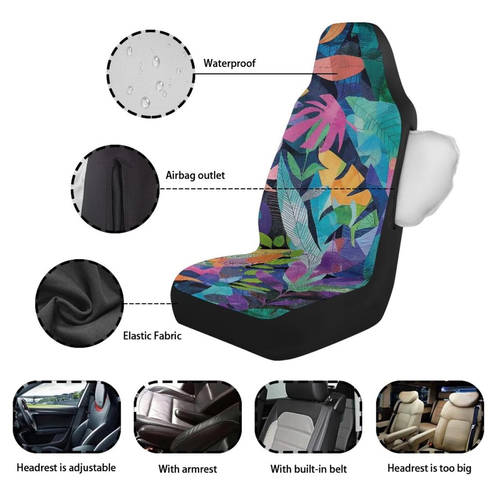Abstract Pattern Auto Seat Covers Waterproof Digital Print Airbag Compatible Front Rear Seat Protectors Universal Fit Full Set