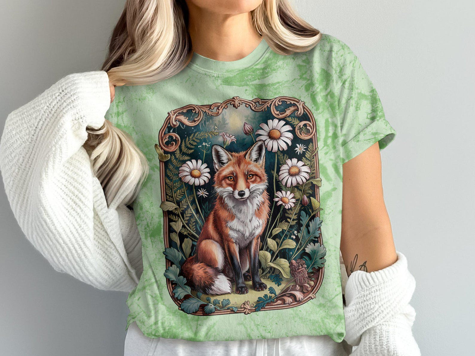Fox and Flower T-Shirt, Forest Fox Graphic Tee, Botanical Fox Shirt, Woodland Animal T-Shirt, Nature Lover Gift, Cute Fox Illustration 4XL