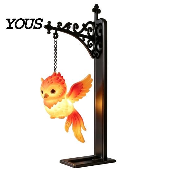 Nordic Style Home Decor Metal Magic Owl Hanging Bookend Lamp, Resin Animal LED Night Light, Vintage Iron Bracket Lamp Deer Bird Light for