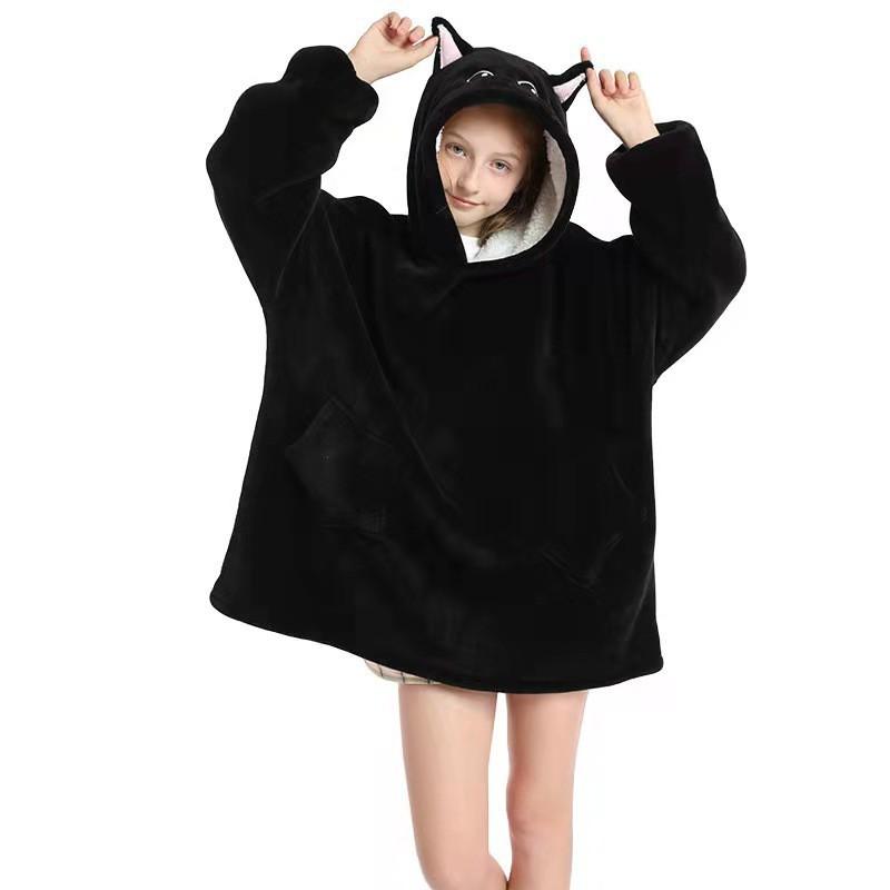 Kids Wearable Blanket Hooded Sweatshirt Cozy Cotton TV Fall Winter Home Use