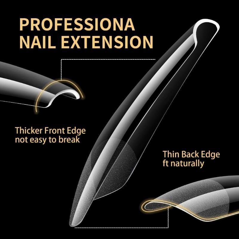 480 Pcs False Nails Tips Soft Gels Tips Semi-Frosted Nails Tips Full Cover Stick on Nails Press On Nails for Women Girl