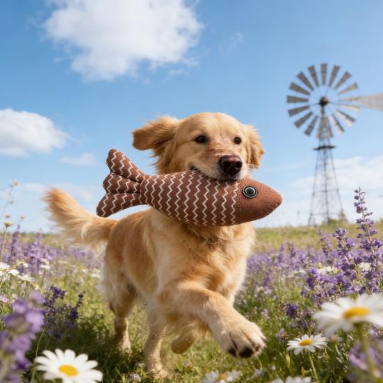 Plush Pet Chew Toy Squeaky Fish Interactive Cat Kicker Toy Soft Stuffed Animals Teething Toy for Indoor Dogs Cats And Kittens