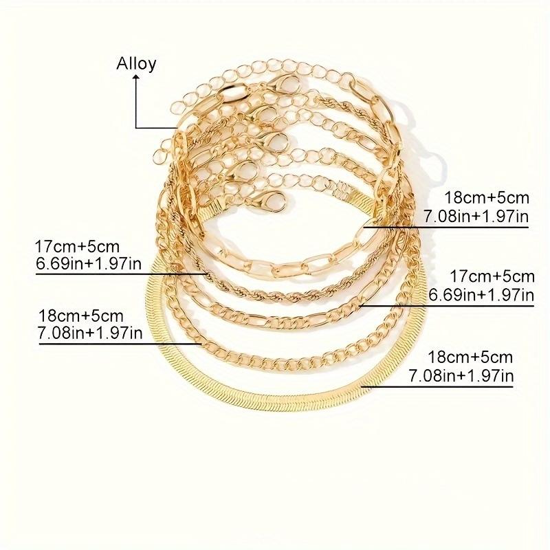 5Pcs Bohemian Gold Color Bracelets Set For Women Fashionably Simple Bracelet Stackable Design Bracelet Jewelry Accessories