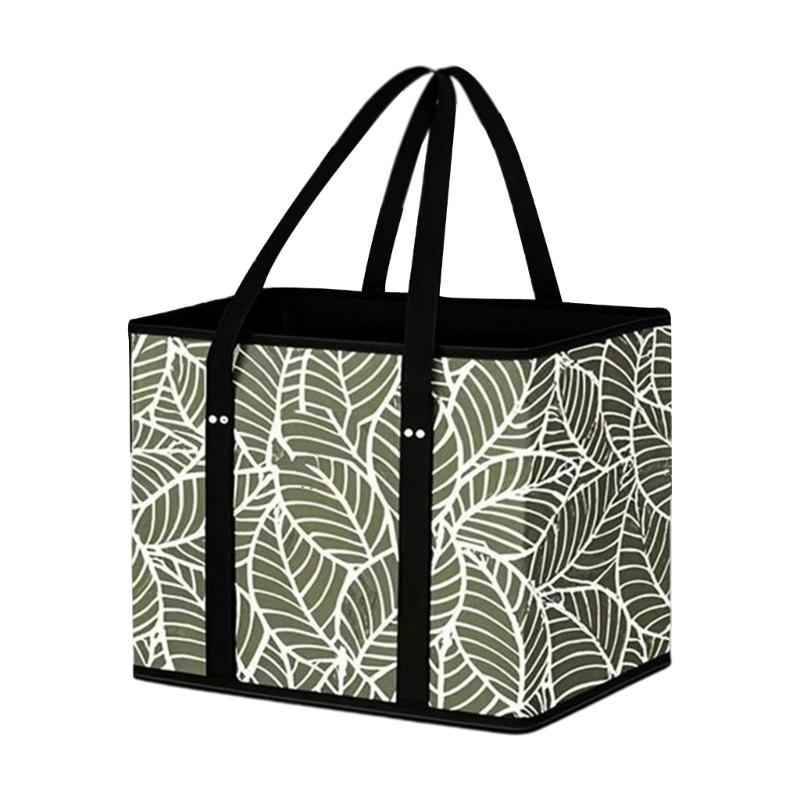 Foldable Grocery Basket With Large Capacity Nonwoven Storage Bag with Reinforced Bottom For Supermarket Picnic