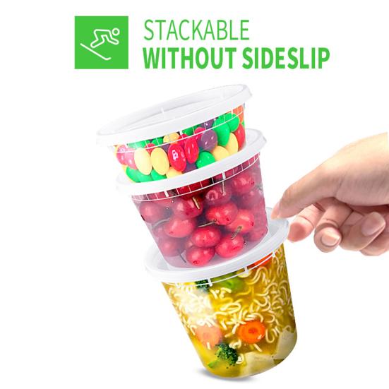 50-Pack Plastic Deli Food Containers with Lids BPA-Free Airtight Storage Container Leak-Proof Soup Containers Microwave Freezer Dishwasher