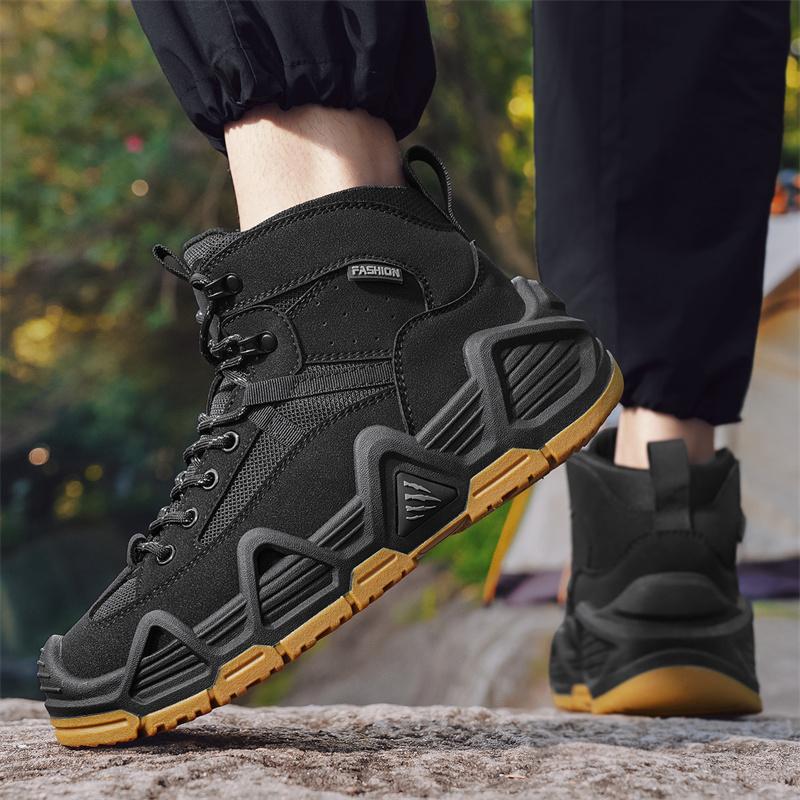 Men's shoes autumn outdoor sports non-slip and wear-resistant travel mountaineering shoes new men's trend thick-soled mid-top tooling shoes