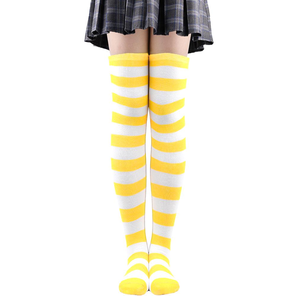 Women's Zebra Striped Thigh-High Socks: Japanese & Korean Style Over-the-Knee Halloween Cosplay Performance.